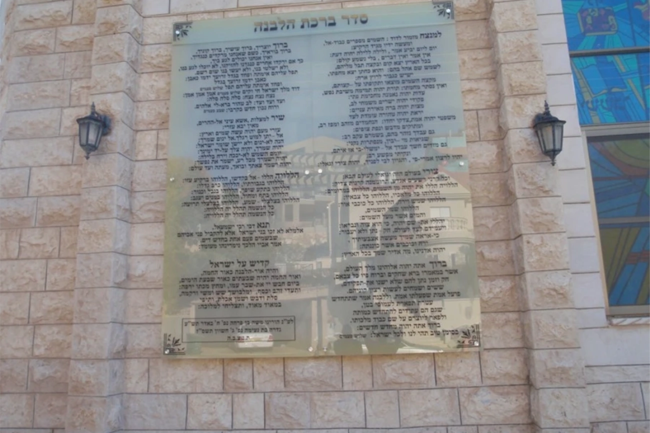 לוח זכוכית “סדר ברכת הלבנה” – התזת חול על זכוכית